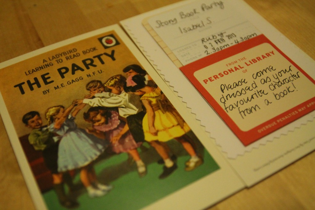 Ladybird book cover and library card invitations