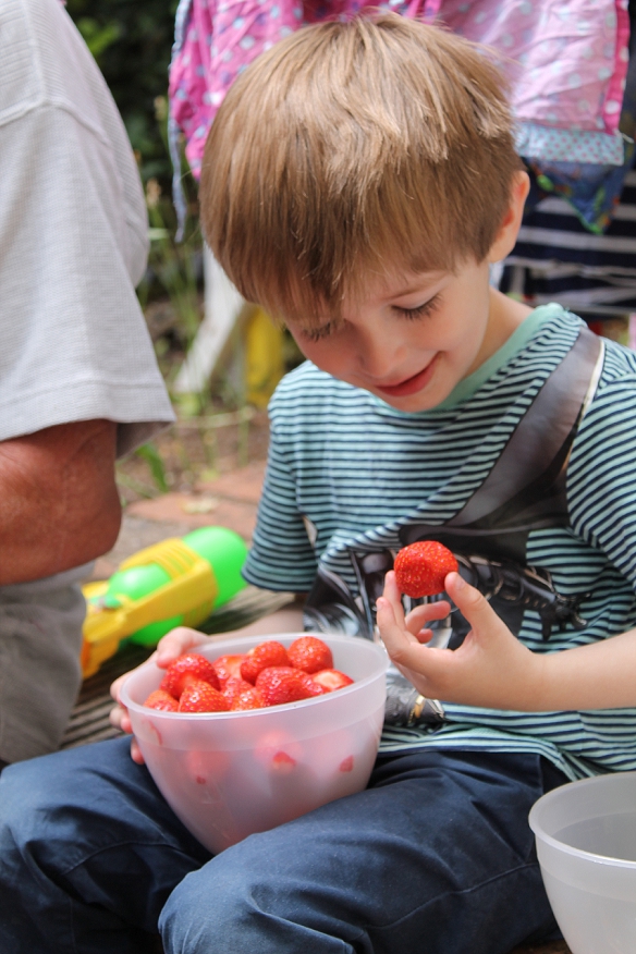 Jesse with strawberries
